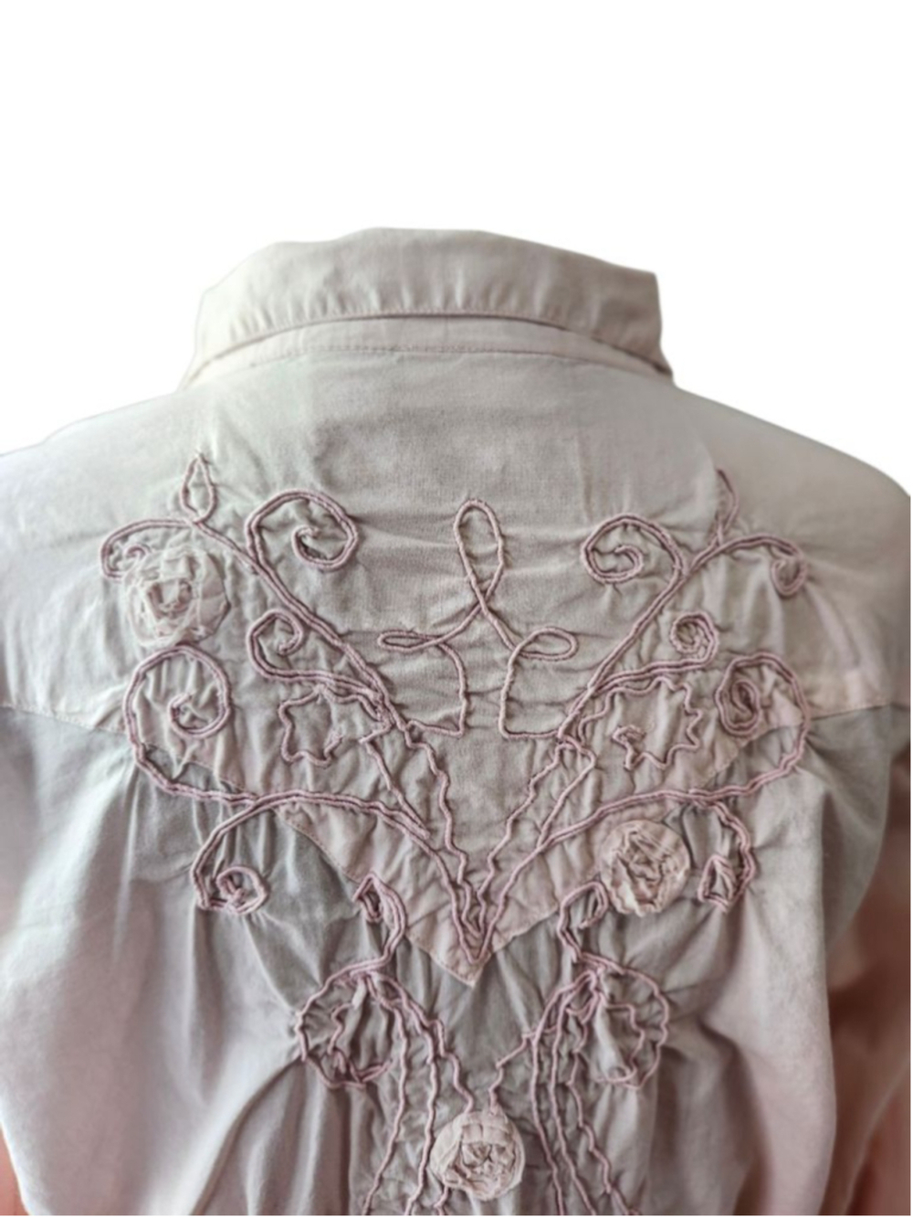 Retro Wrangler Pink Ombre Embroidered Button Down Shirt L - Picture 5 of 6